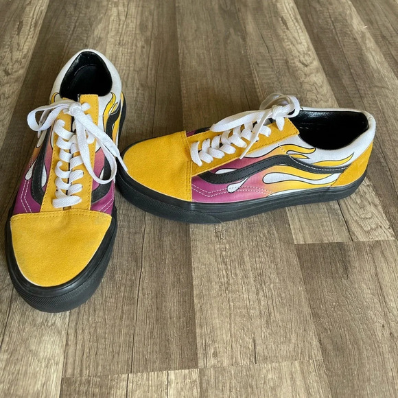 Vans Old Skool Flame Banana Black Men Sz 6.5 women 8.0 - Picture 3 of 6